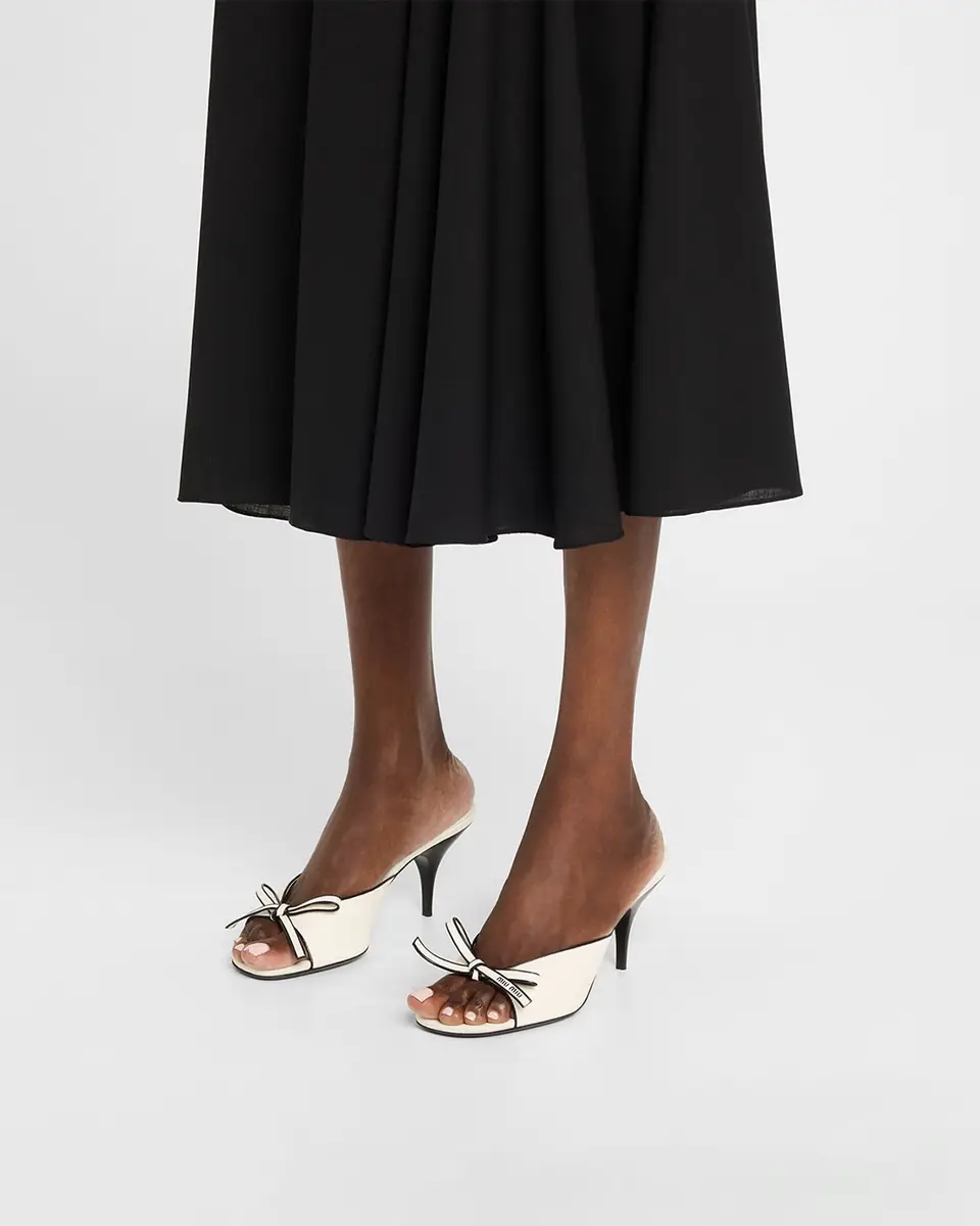 Miu Miu Nappa Leather Bow Mule Sandals | Thumbnail 2 Miu Miu Nappa Leather Bow Mule Sandals | Thumbnail 2