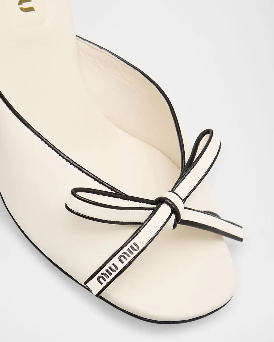 Miu Miu Nappa Leather Bow Mule Sandals | Thumbnail 5 Miu Miu Nappa Leather Bow Mule Sandals | Thumbnail 5