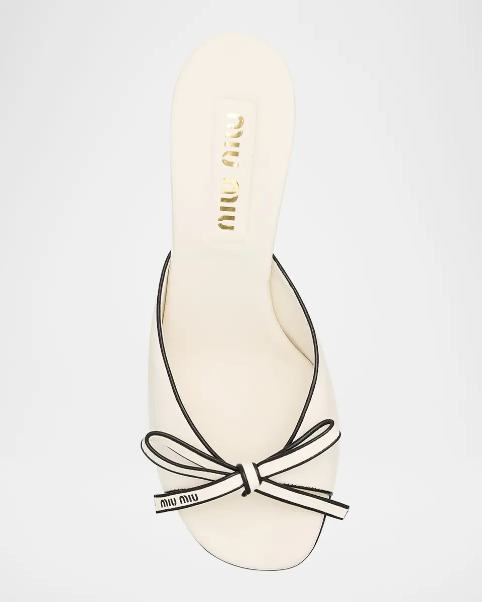 Miu Miu Nappa Leather Bow Mule Sandals | Thumbnail 6 Miu Miu Nappa Leather Bow Mule Sandals | Thumbnail 6