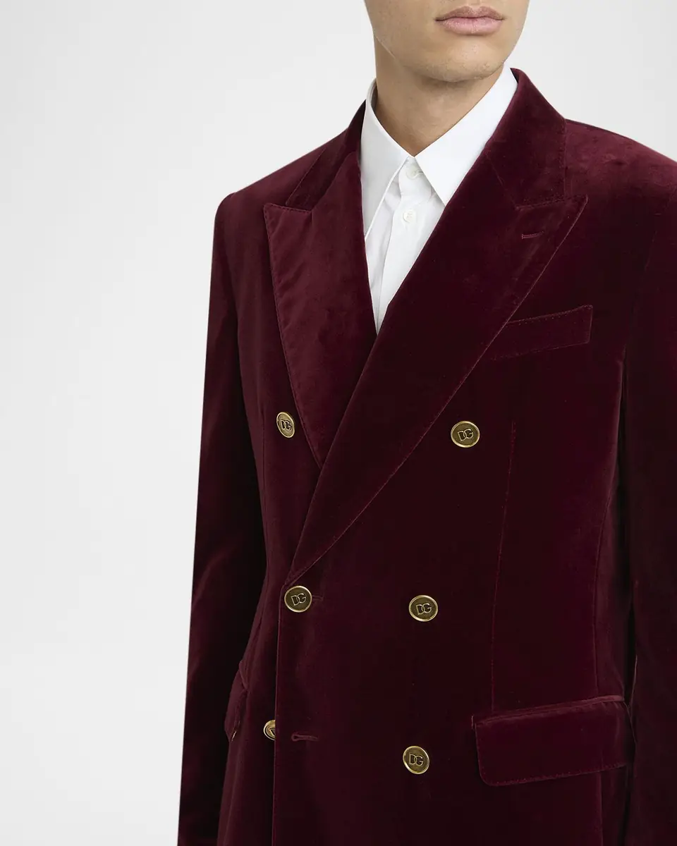 Dolce & Gabbana Men's Velvet Double-Breasted Peak Lapel Dinner Jacket | Thumbnail 5
