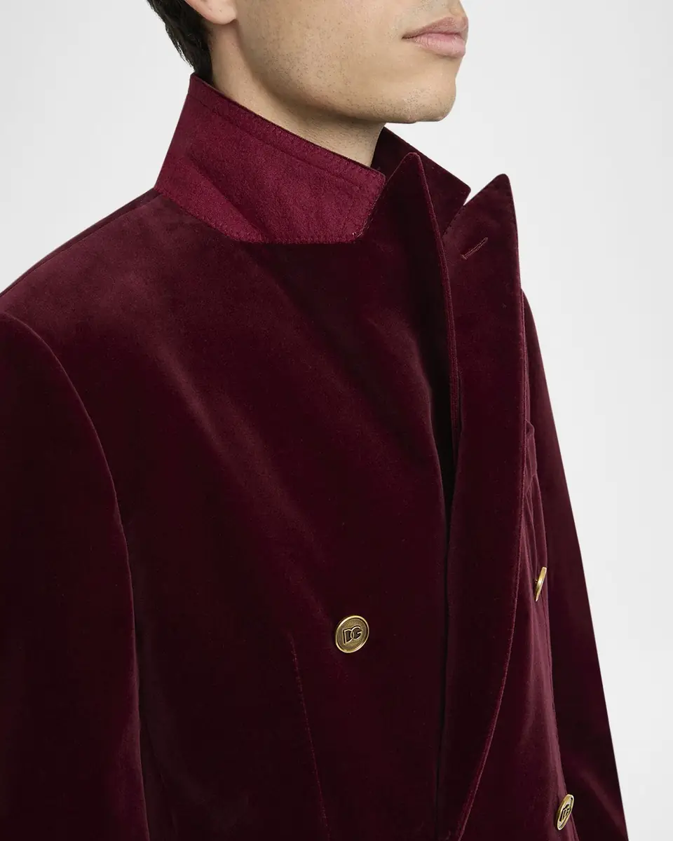 Dolce & Gabbana Men's Velvet Double-Breasted Peak Lapel Dinner Jacket | Thumbnail 7
