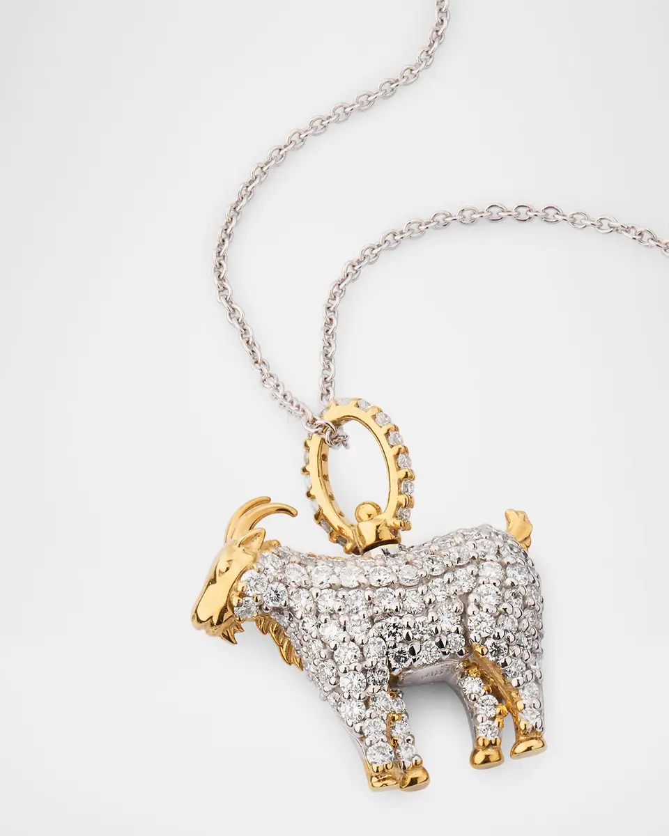 Roberto Coin 18K Gold The Goat Diamond Pendant Necklace | Thumbnail 2 Roberto Coin 18K Gold The Goat Diamond Pendant Necklace | Thumbnail 2