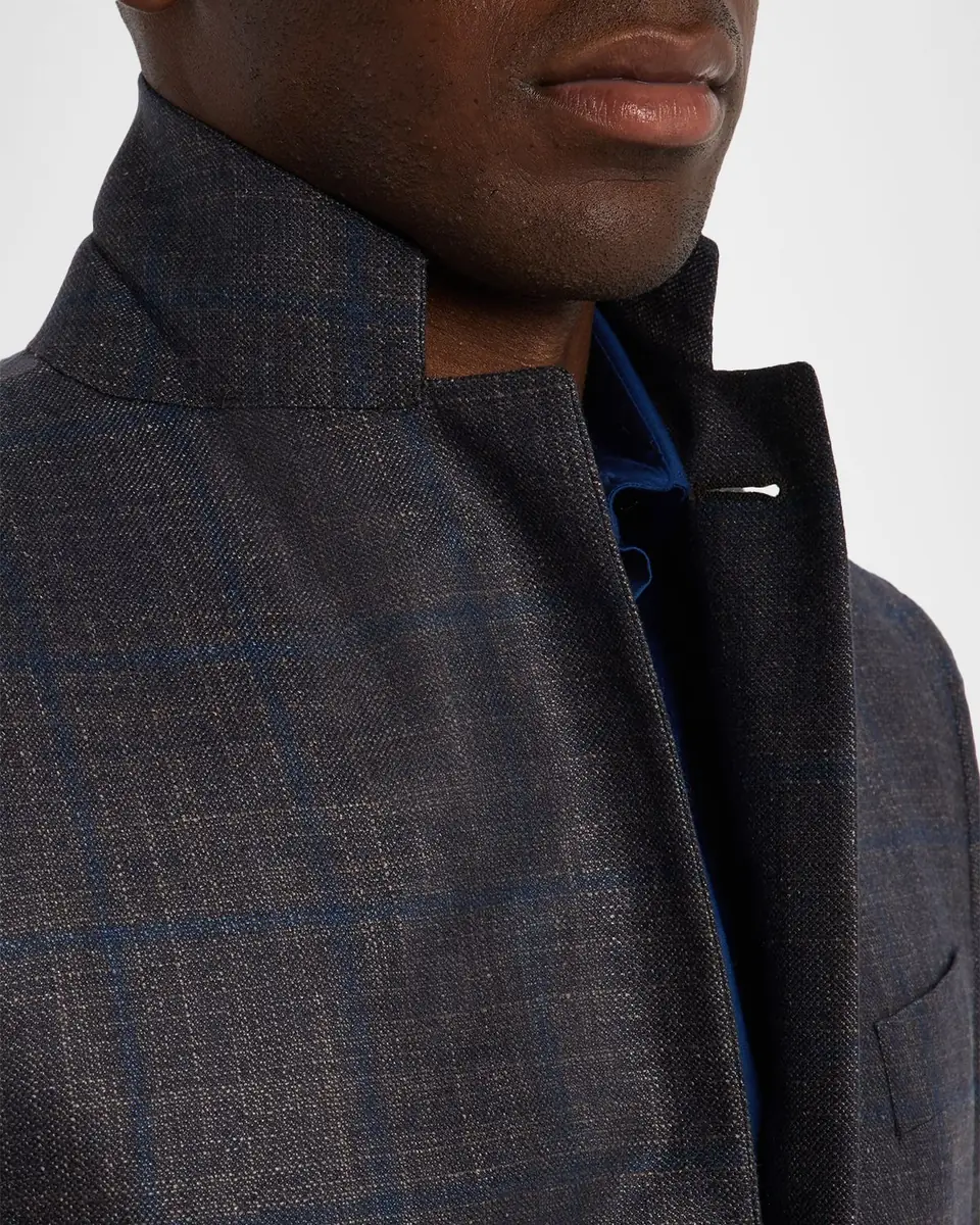 Canali Men's Silk and Cashmere Windowpane Sport Coat | Thumbnail 7 Canali Men's Silk and Cashmere Windowpane Sport Coat | Thumbnail 7