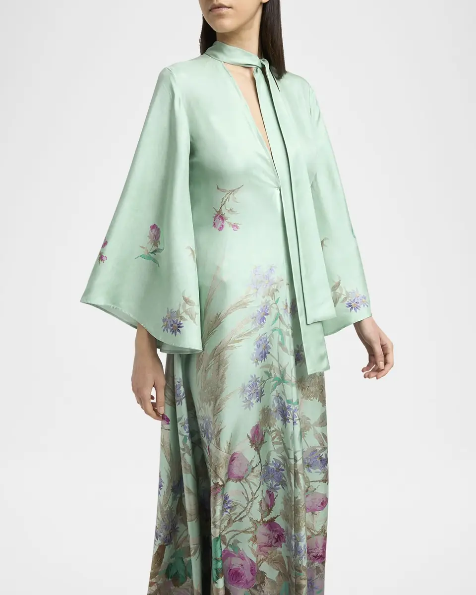 La DoubleJ Magnifico Floral Flare-Sleeve Maxi Dress | Thumbnail 4