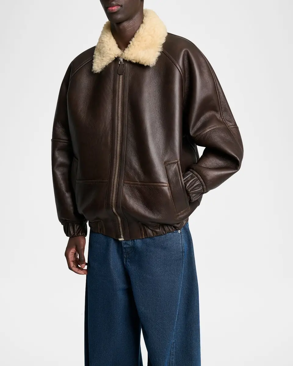 Jacquemus Men's Leather and Shearling Bomber Jacket | Thumbnail 3 Jacquemus Men's Leather and Shearling Bomber Jacket | Thumbnail 3