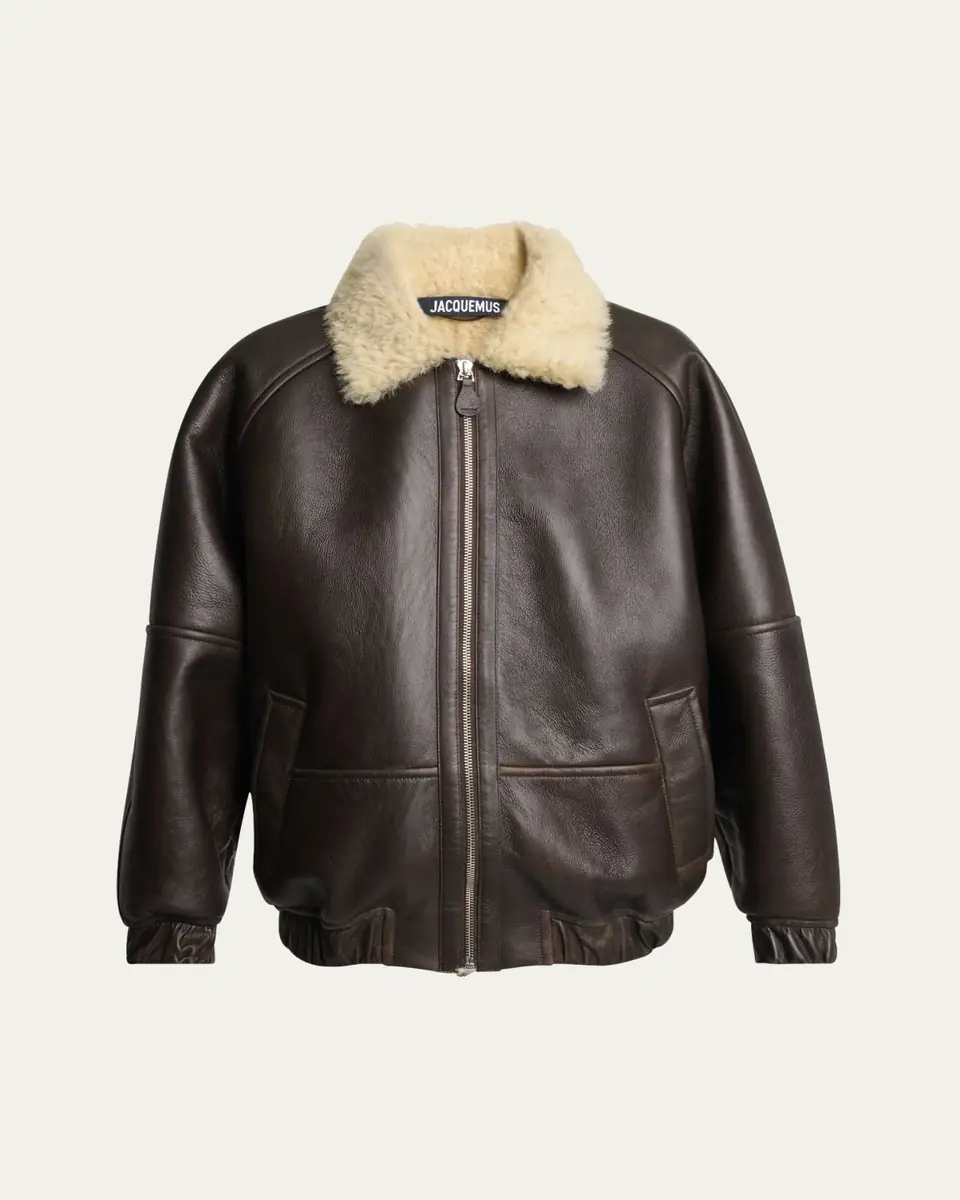 Jacquemus Men's Leather and Shearling Bomber Jacket | Thumbnail 5 Jacquemus Men's Leather and Shearling Bomber Jacket | Thumbnail 5