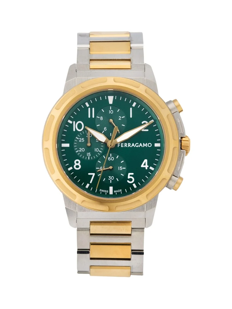 Ferragamo Sport Chrono 44mm Two Tone Bracelet Watch