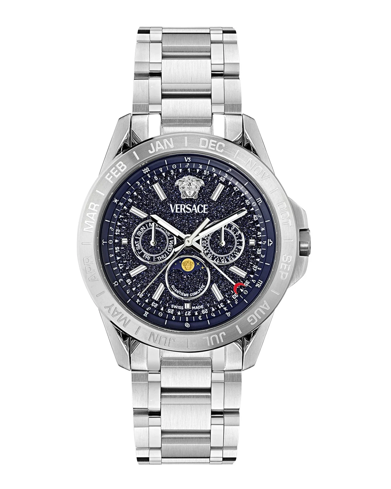 V-Galaxy Moonphase 43MM Stainless Steel Bracelet Watch V-Galaxy Moonphase 43MM Stainless Steel Bracelet Watch