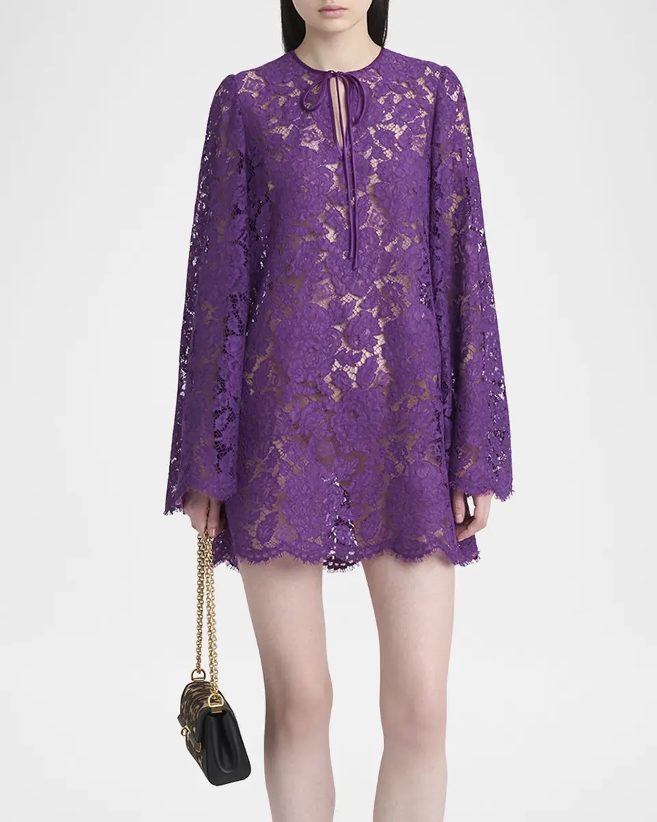 Dolce & Gabbana Lace Long-Sleeve Mini Dress | Thumbnail 2