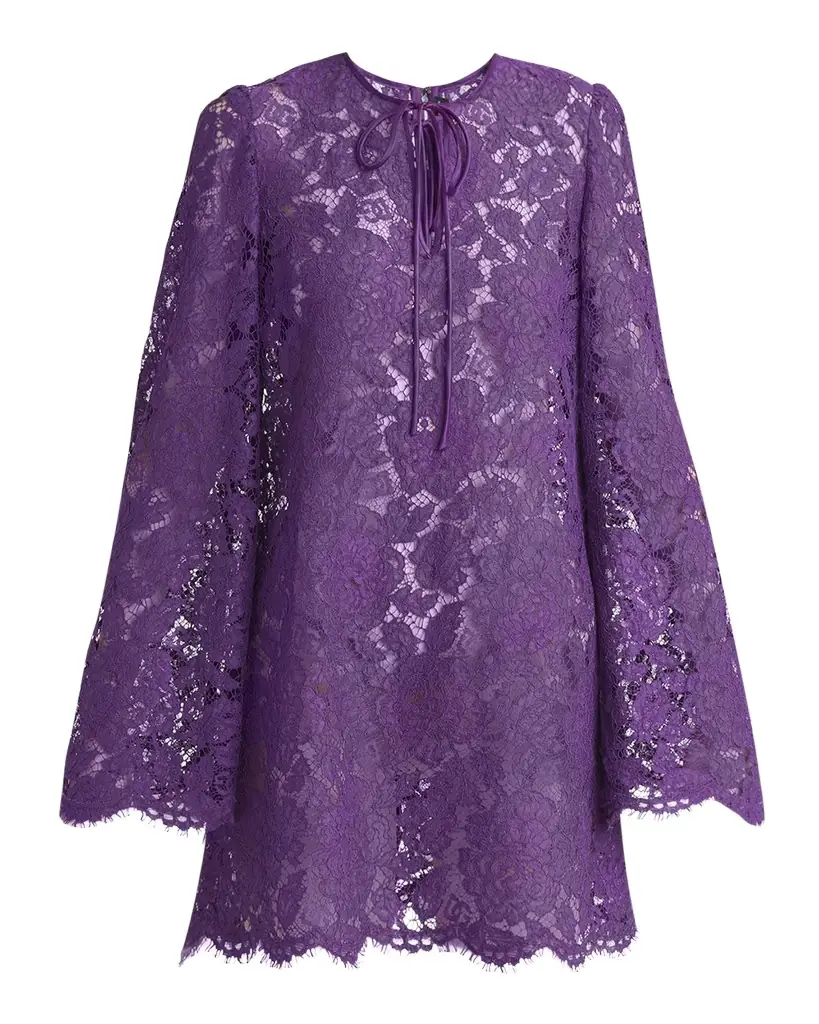 Dolce & Gabbana Lace Long-Sleeve Mini Dress | Image 1 Dolce & Gabbana Lace Long-Sleeve Mini Dress | Image 1