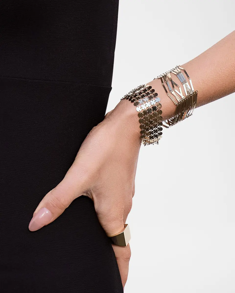 LANA Laser-Cut Rectangle Chainmail Bracelet in 14K Gold | Thumbnail 2