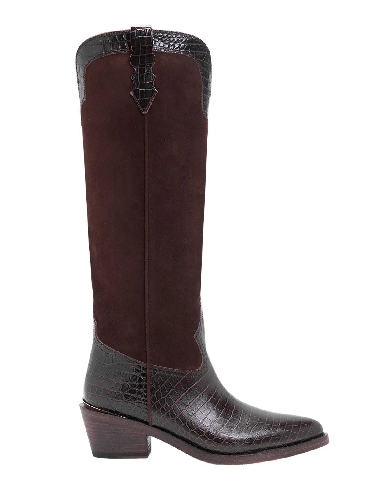 Mira Mixed Leather Western Knee Boots Mira Mixed Leather Western Knee Boots