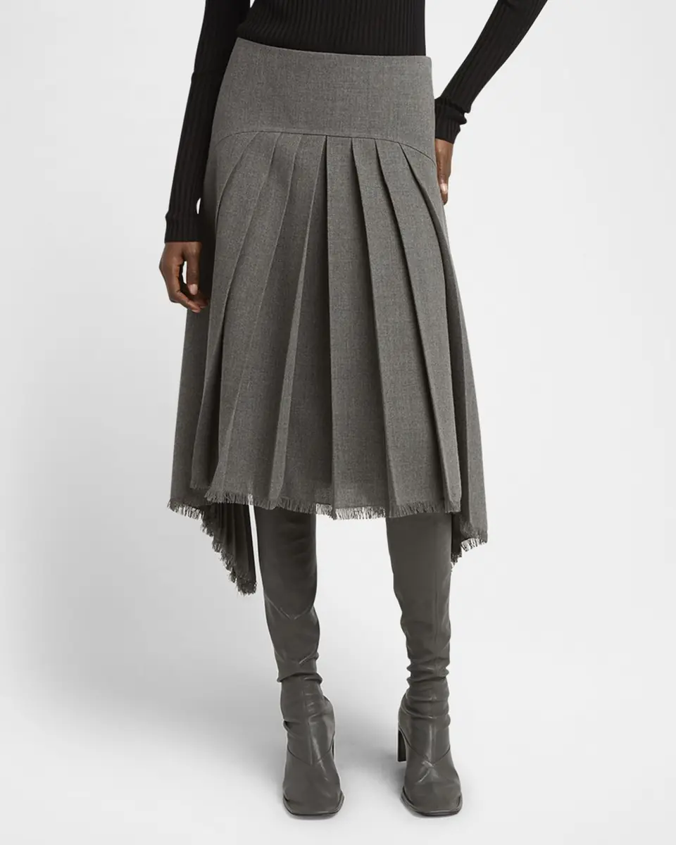Jil Sander Curved-Yoked Pleated Midi Skirt | Thumbnail 3