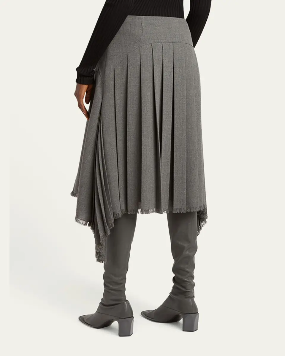 Jil Sander Curved-Yoked Pleated Midi Skirt | Thumbnail 7