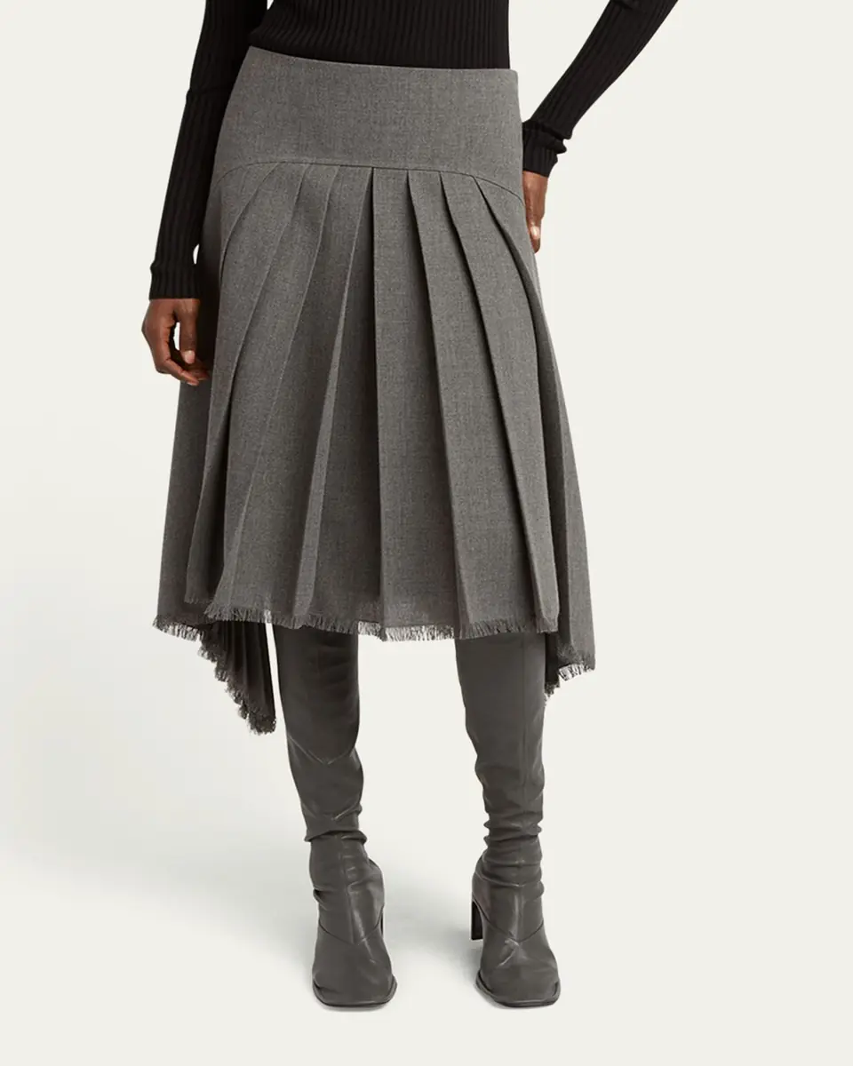 Jil Sander Curved-Yoked Pleated Midi Skirt | Thumbnail 8