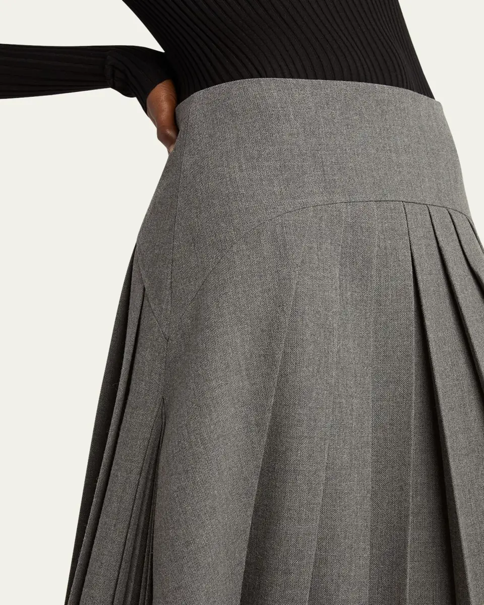 Jil Sander Curved-Yoked Pleated Midi Skirt | Thumbnail 9