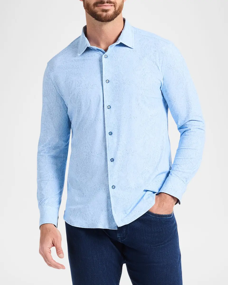 Robert Graham Men's Thurston Tonal Paisley Knit Button-Down Shirt | Thumbnail 3 Robert Graham Men's Thurston Tonal Paisley Knit Button-Down Shirt | Thumbnail 3