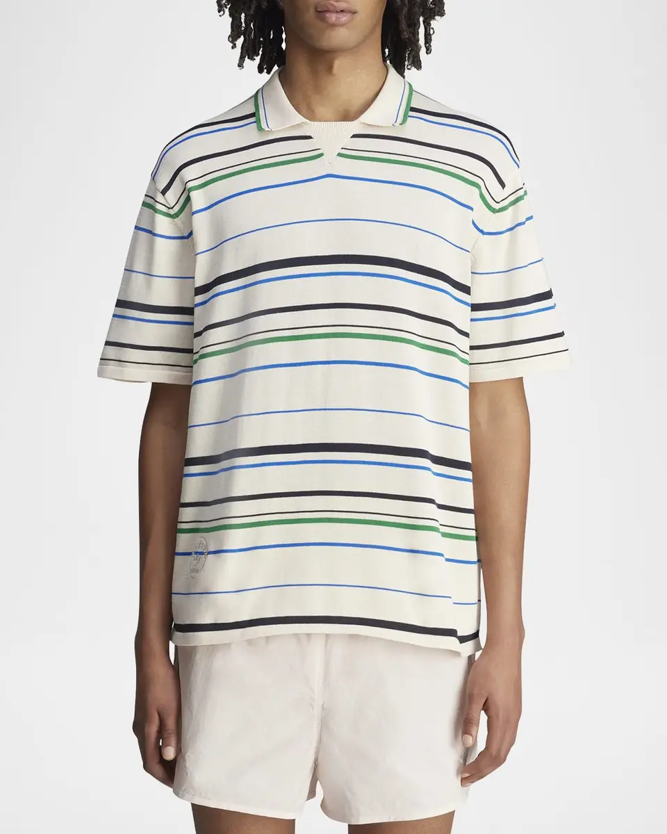 Adidas x Wales Bonner Men's Stripe Knit Polo Shirt | Thumbnail 4 Adidas x Wales Bonner Men's Stripe Knit Polo Shirt | Thumbnail 4
