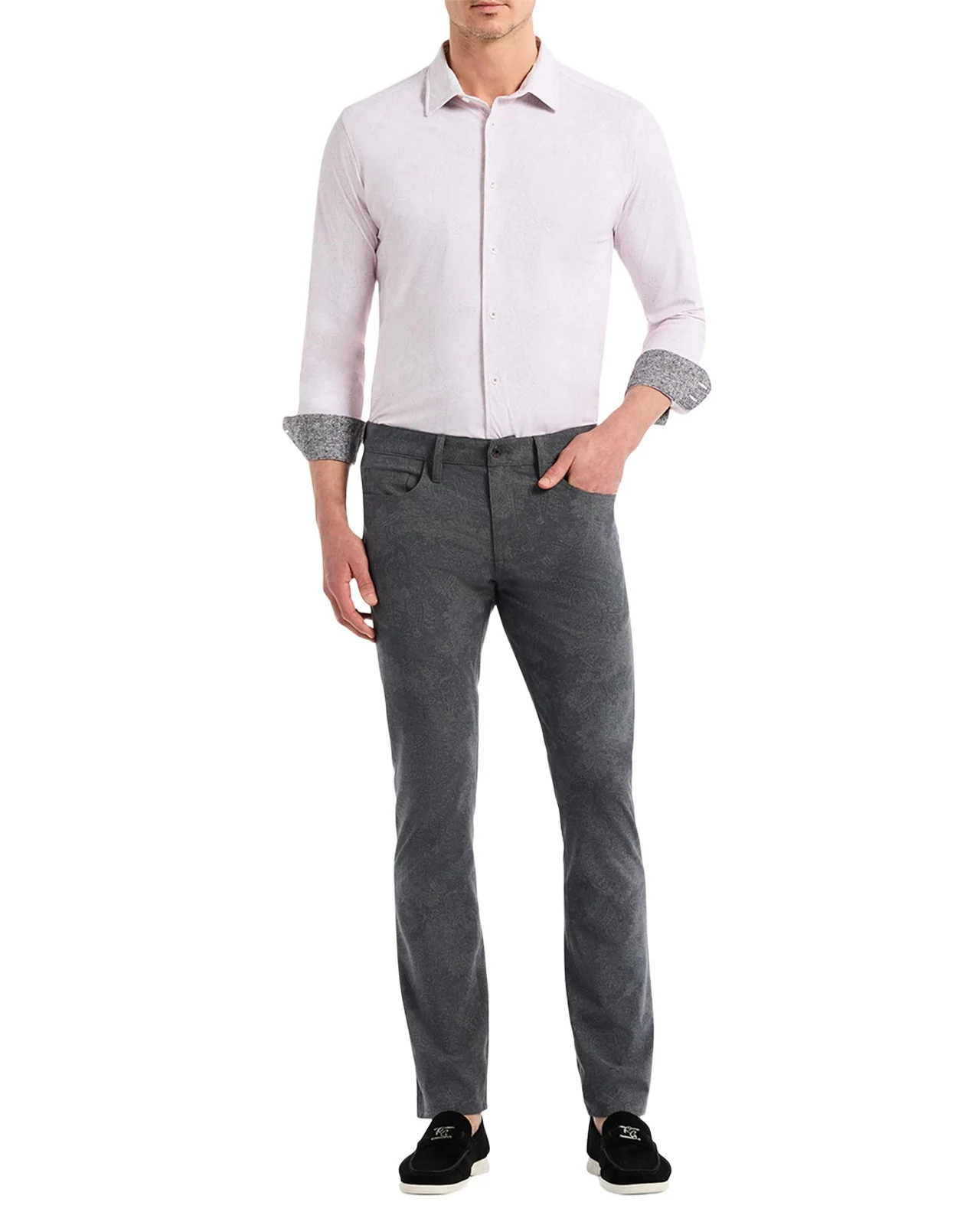 Men's Alton Tonal Paisley Slim Five-Pocket Pants Men's Alton Tonal Paisley Slim Five-Pocket Pants