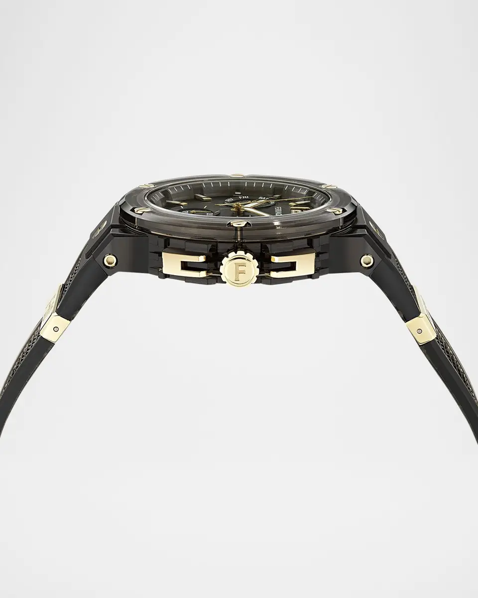 Ferragamo F-80 44mm Translucent Black Bioplastic Chronograph Watch | Thumbnail 2 Ferragamo F-80 44mm Translucent Black Bioplastic Chronograph Watch | Thumbnail 2