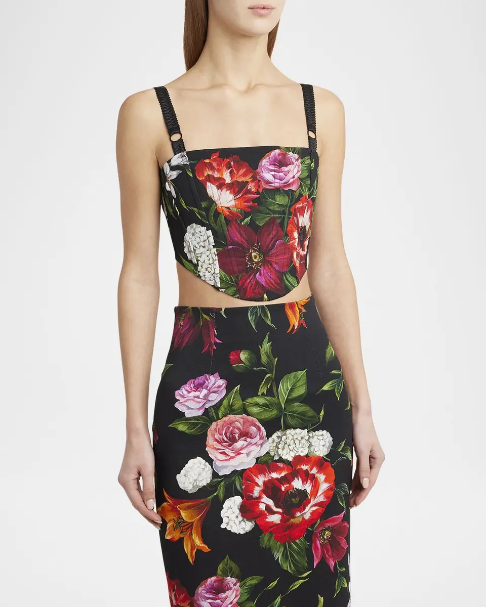 Dolce & Gabbana Anemone Floral Crop Corset Top | Thumbnail 4