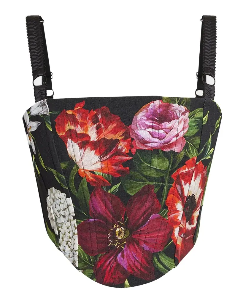 Dolce & Gabbana Anemone Floral Crop Corset Top | Image 1 Dolce & Gabbana Anemone Floral Crop Corset Top | Image 1