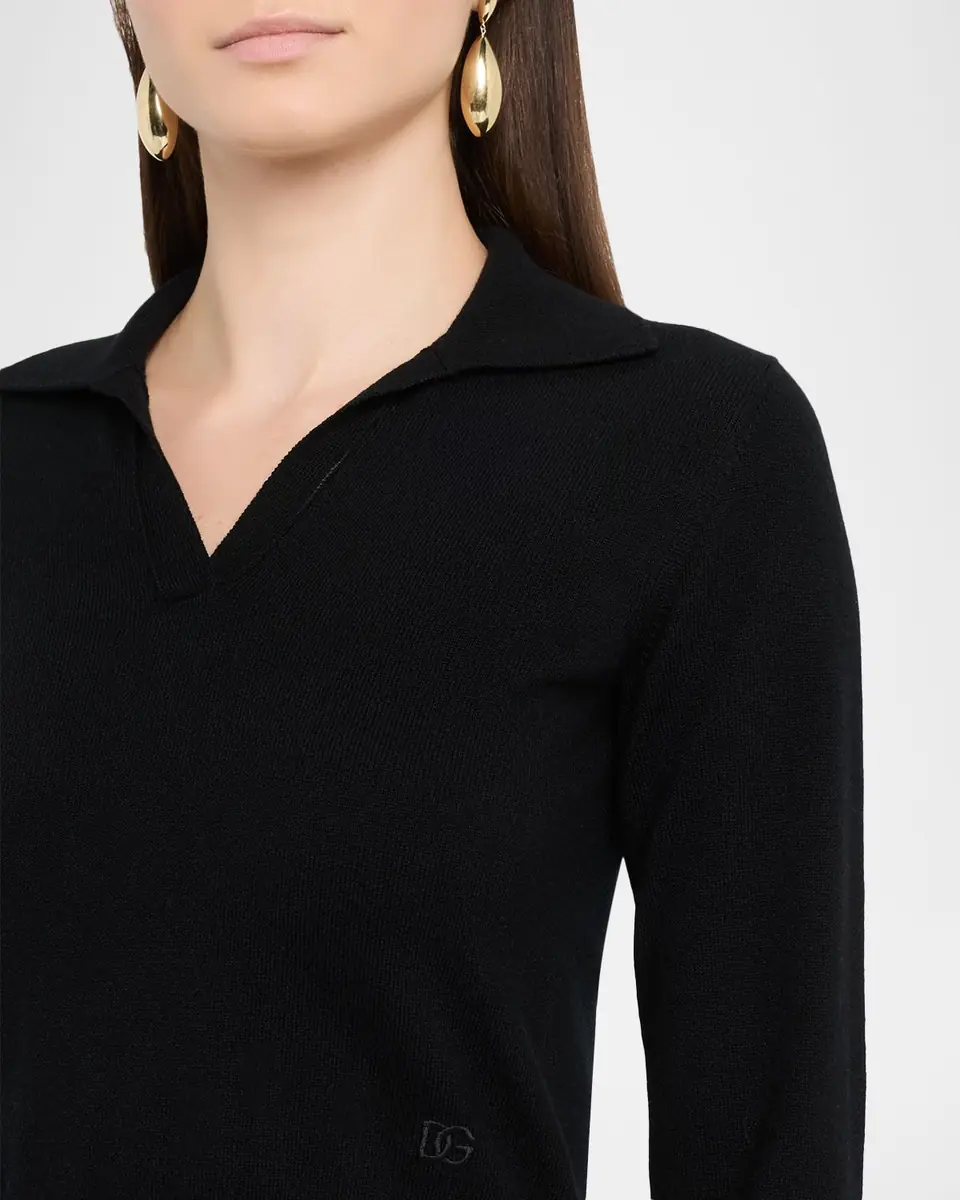 Dolce & Gabbana Cashmere Crop Henley Sweater | Thumbnail 5