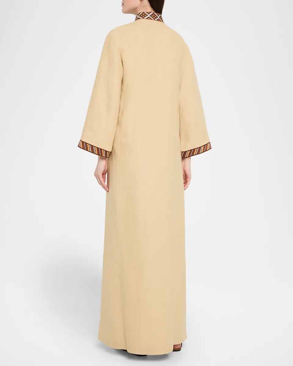 Loro Piana Tilde Stripe-Trim Long-Sleeve Maxi Dress | Thumbnail 3 Loro Piana Tilde Stripe-Trim Long-Sleeve Maxi Dress | Thumbnail 3