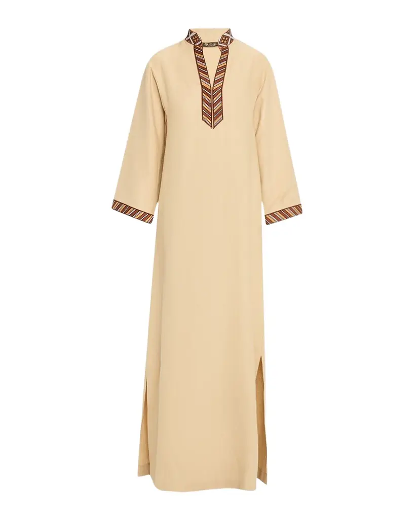 Loro Piana Tilde Stripe-Trim Long-Sleeve Maxi Dress | Image 1 Loro Piana Tilde Stripe-Trim Long-Sleeve Maxi Dress | Image 1
