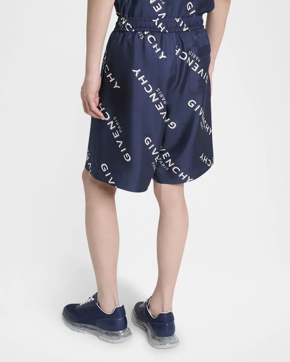 Givenchy Men's Silk All-Over Logo Shorts | Thumbnail 2 Givenchy Men's Silk All-Over Logo Shorts | Thumbnail 2