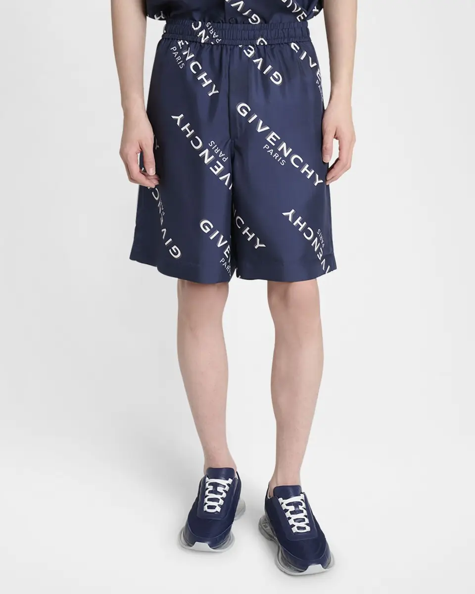 Givenchy Men's Silk All-Over Logo Shorts | Thumbnail 3 Givenchy Men's Silk All-Over Logo Shorts | Thumbnail 3