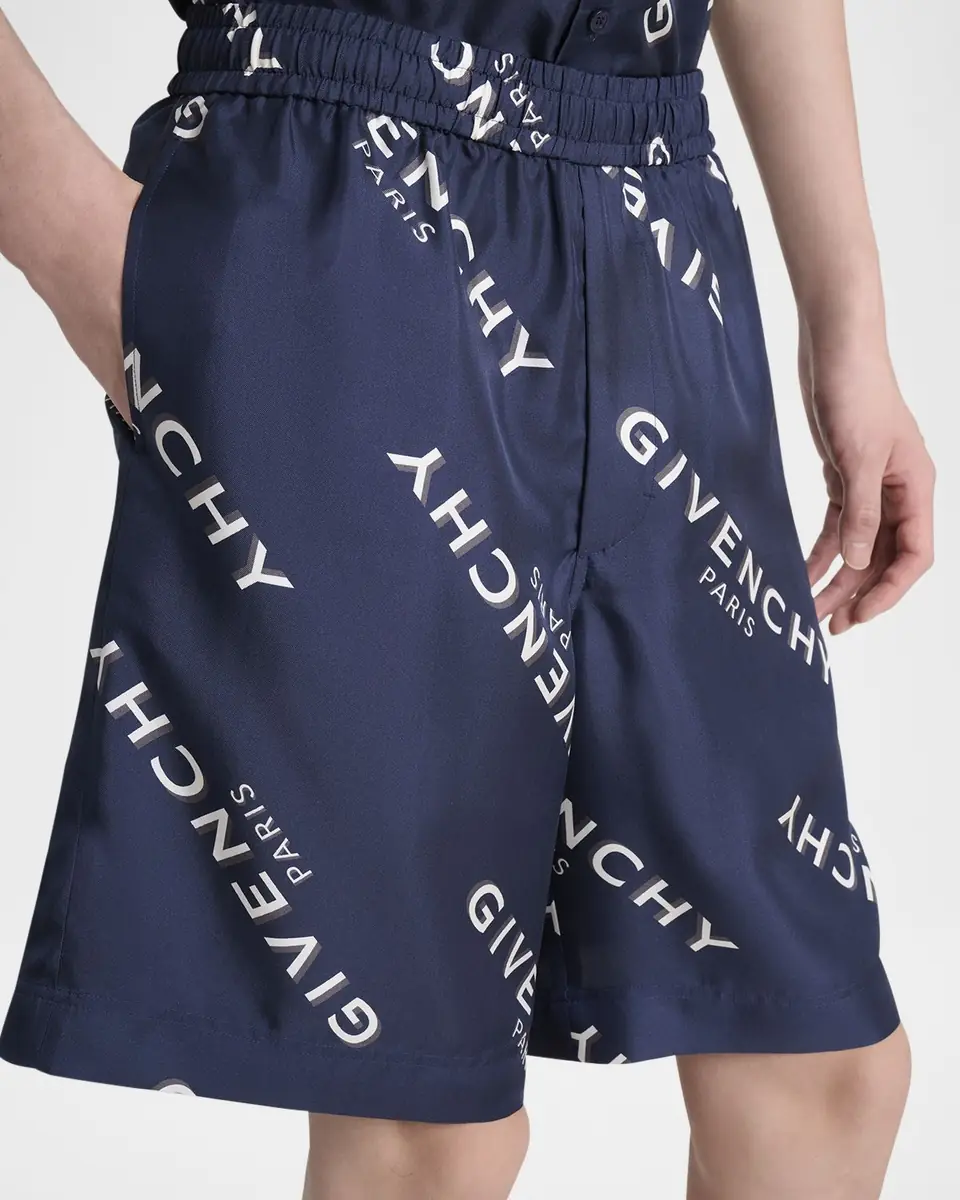 Givenchy Men's Silk All-Over Logo Shorts | Thumbnail 4 Givenchy Men's Silk All-Over Logo Shorts | Thumbnail 4