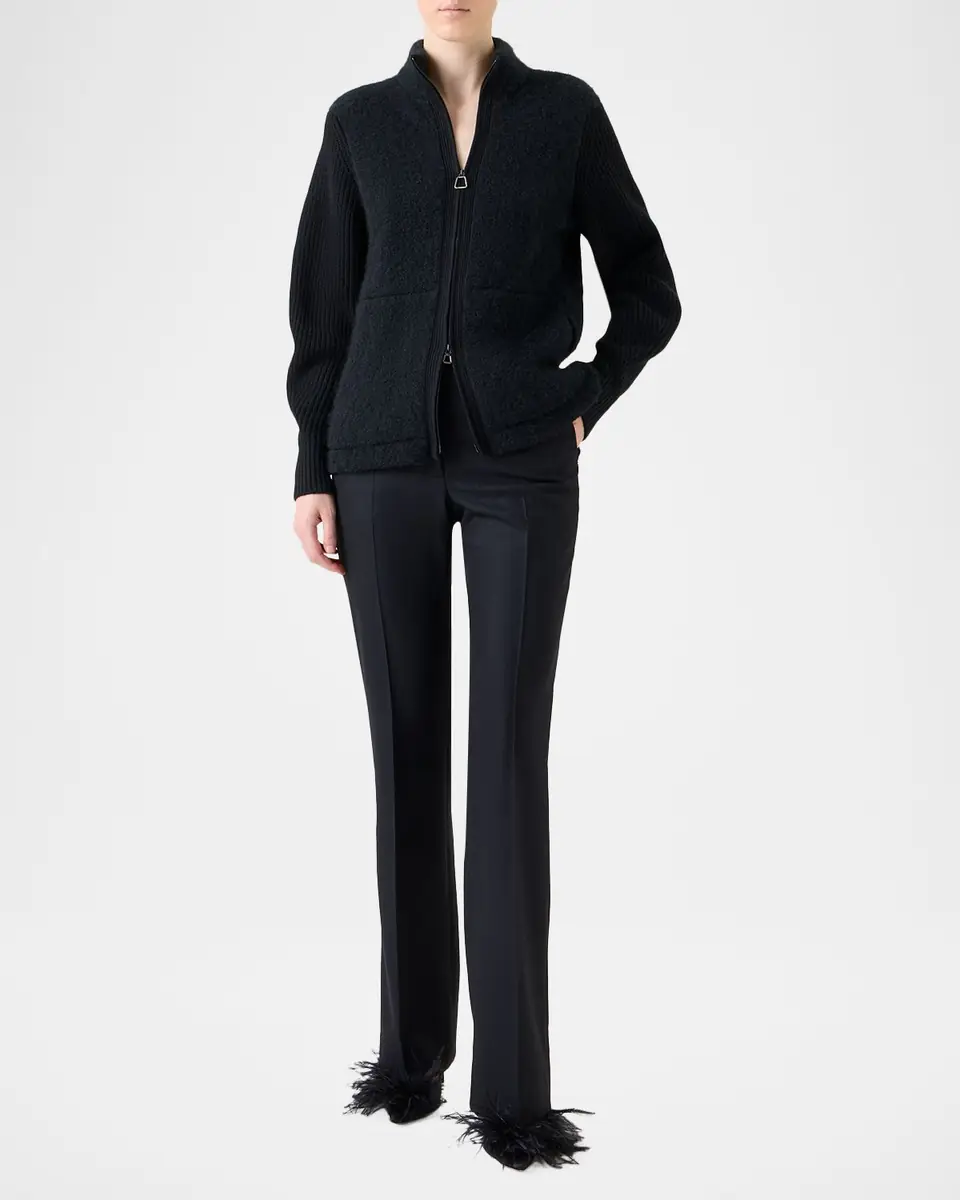 Akris Cashmere-Silk Boucle Zip Cardigan | Thumbnail 2