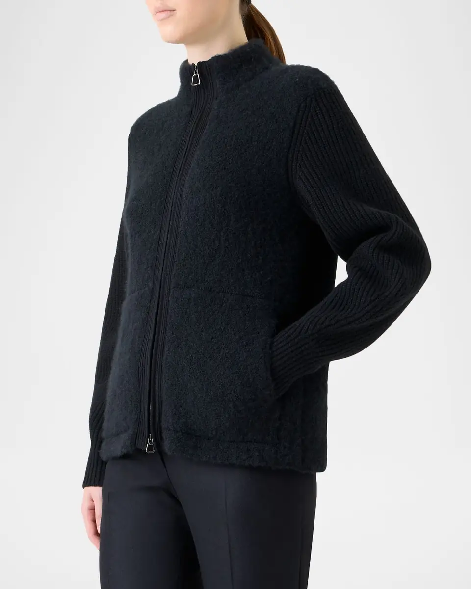 Akris Cashmere-Silk Boucle Zip Cardigan | Thumbnail 4