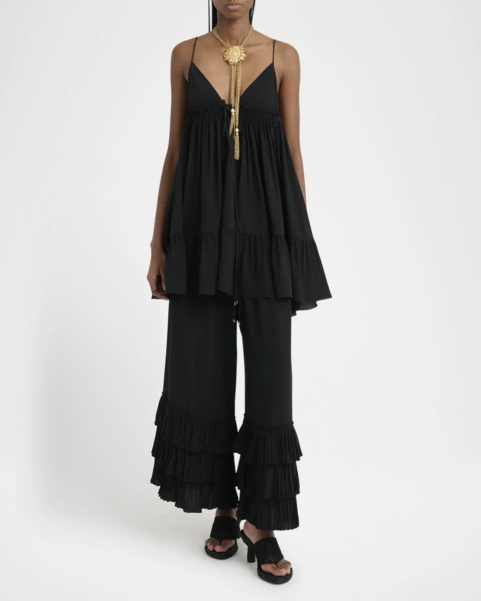 Chloé V-Neck Ruffle Mini Babydoll Dress | Thumbnail 2