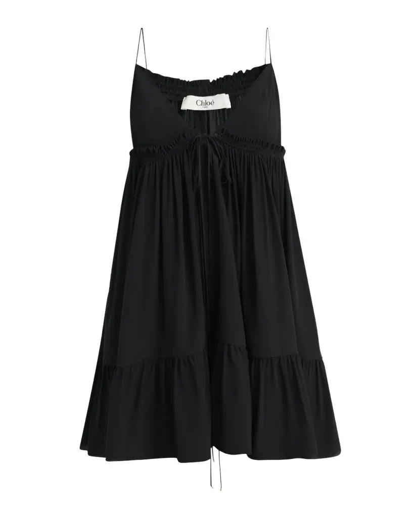 Chloé V-Neck Ruffle Mini Babydoll Dress | Image 1 Chloé V-Neck Ruffle Mini Babydoll Dress | Image 1