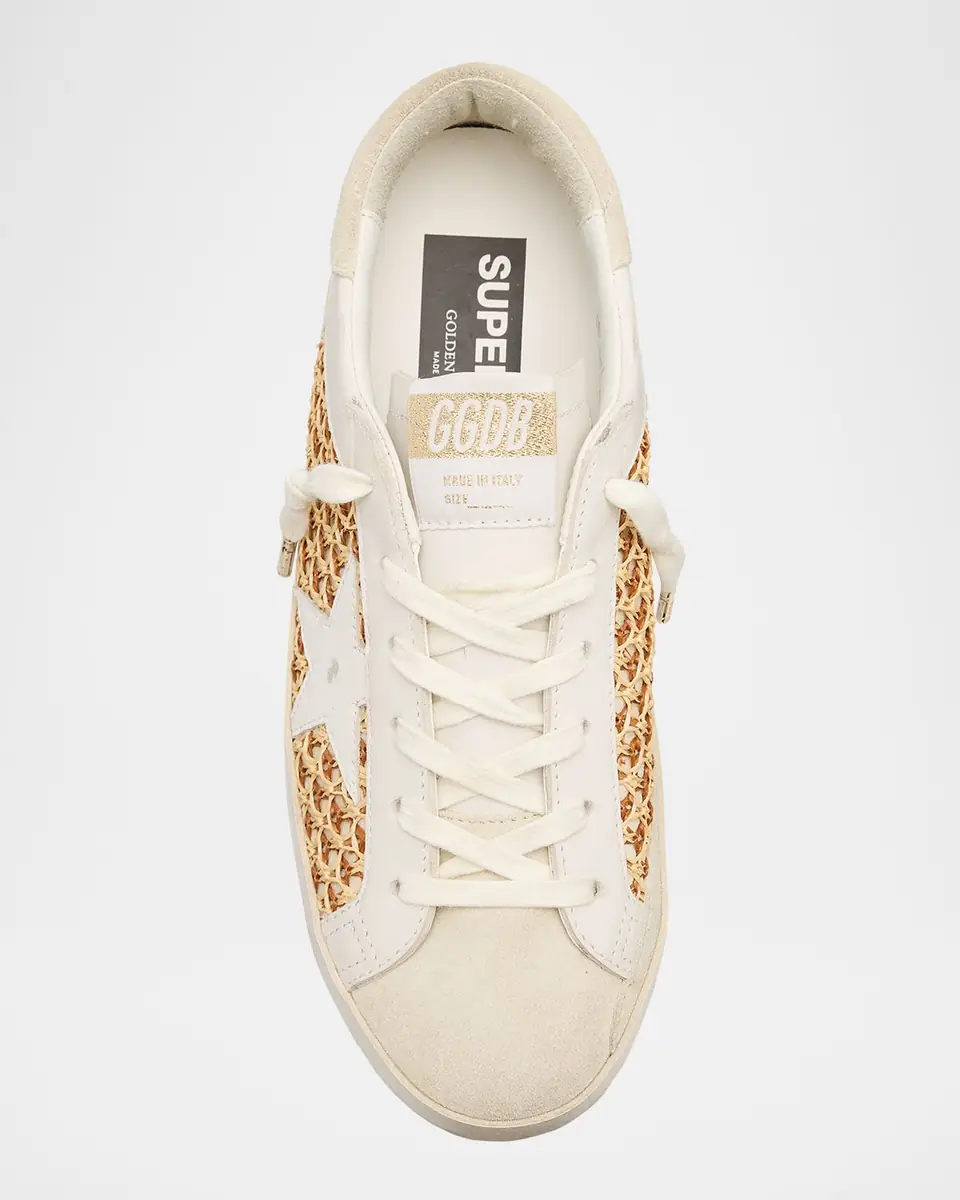 Golden Goose Super-Star Raffia Net Leather Low-Top Sneakers | Thumbnail 6 Golden Goose Super-Star Raffia Net Leather Low-Top Sneakers | Thumbnail 6