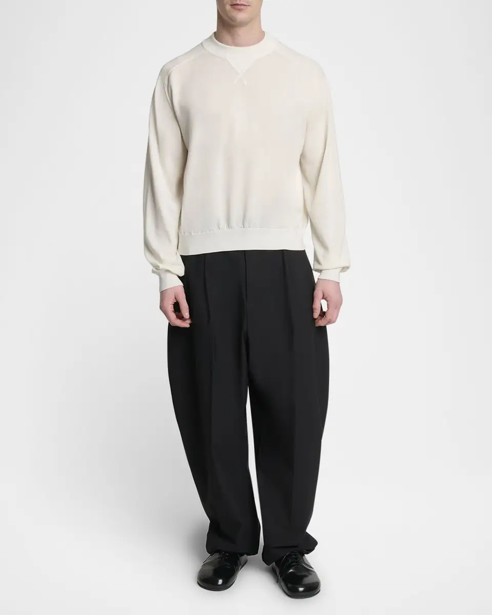 Jacquemus Men's Brode Embroidered Logo Crewneck Sweater | Thumbnail 2 Jacquemus Men's Brode Embroidered Logo Crewneck Sweater | Thumbnail 2
