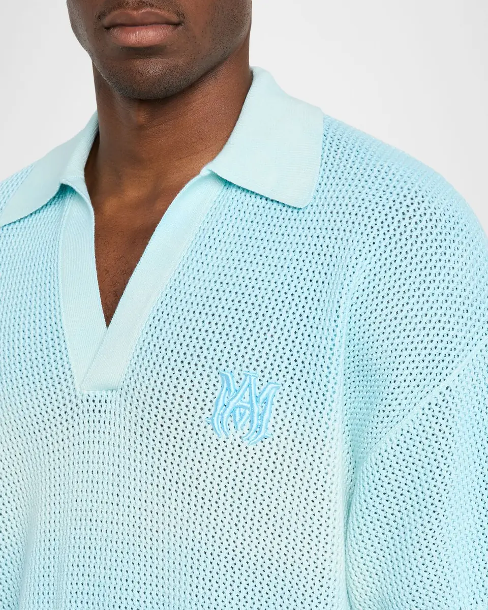 AMIRI Men's Cotton Knit Johnny Collar Polo Shirt | Thumbnail 5 AMIRI Men's Cotton Knit Johnny Collar Polo Shirt | Thumbnail 5