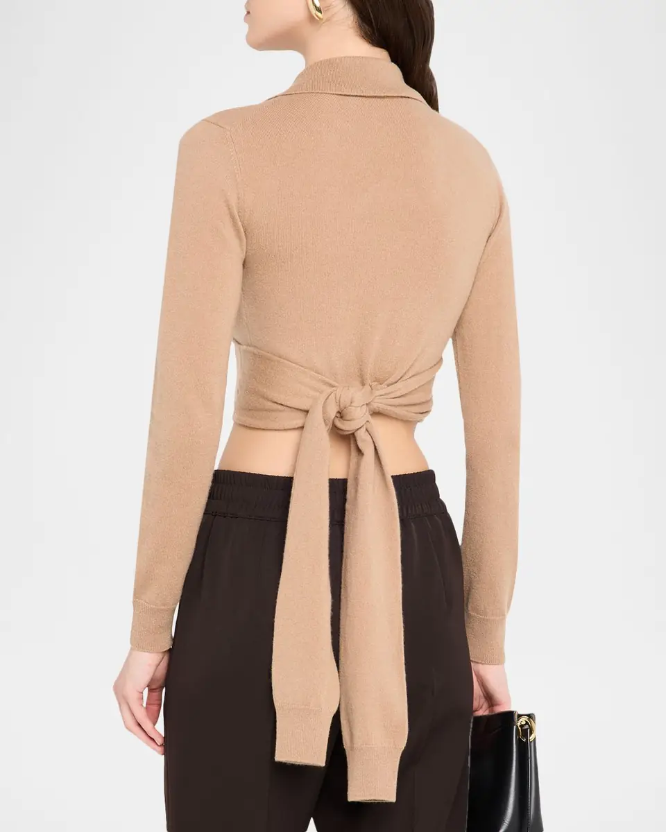 Dolce & Gabbana Long-Sleeve Crop Wrap Polo Sweater | Thumbnail 3