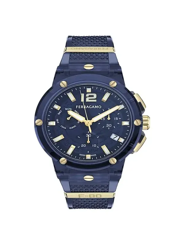 F-80 44mm Translucent Blue Bioplastic Chronograph Watch F-80 44mm Translucent Blue Bioplastic Chronograph Watch