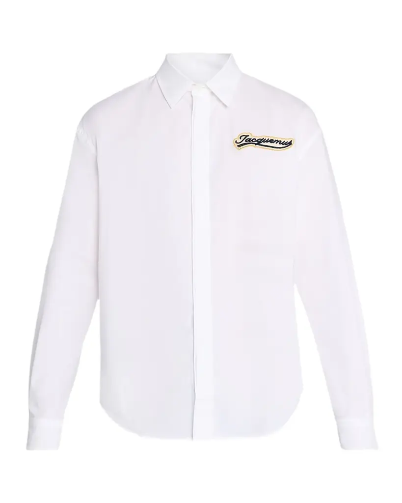 Jacquemus Men 's Simon Logo Patch Cotton Sport Shirt | Image 1 Jacquemus Men 's Simon Logo Patch Cotton Sport Shirt | Image 1