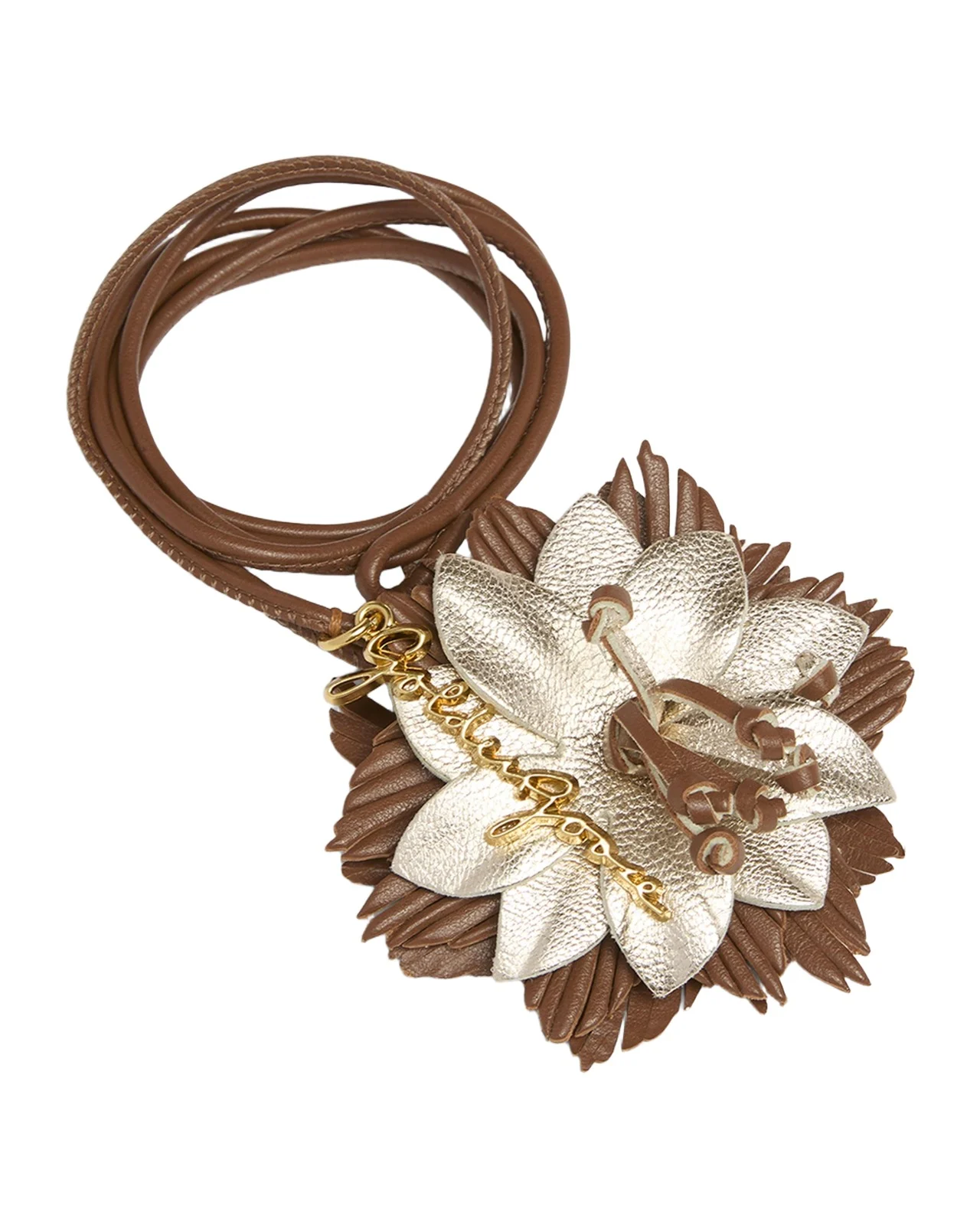 Metallic Leather Flower Bag Charm Metallic Leather Flower Bag Charm