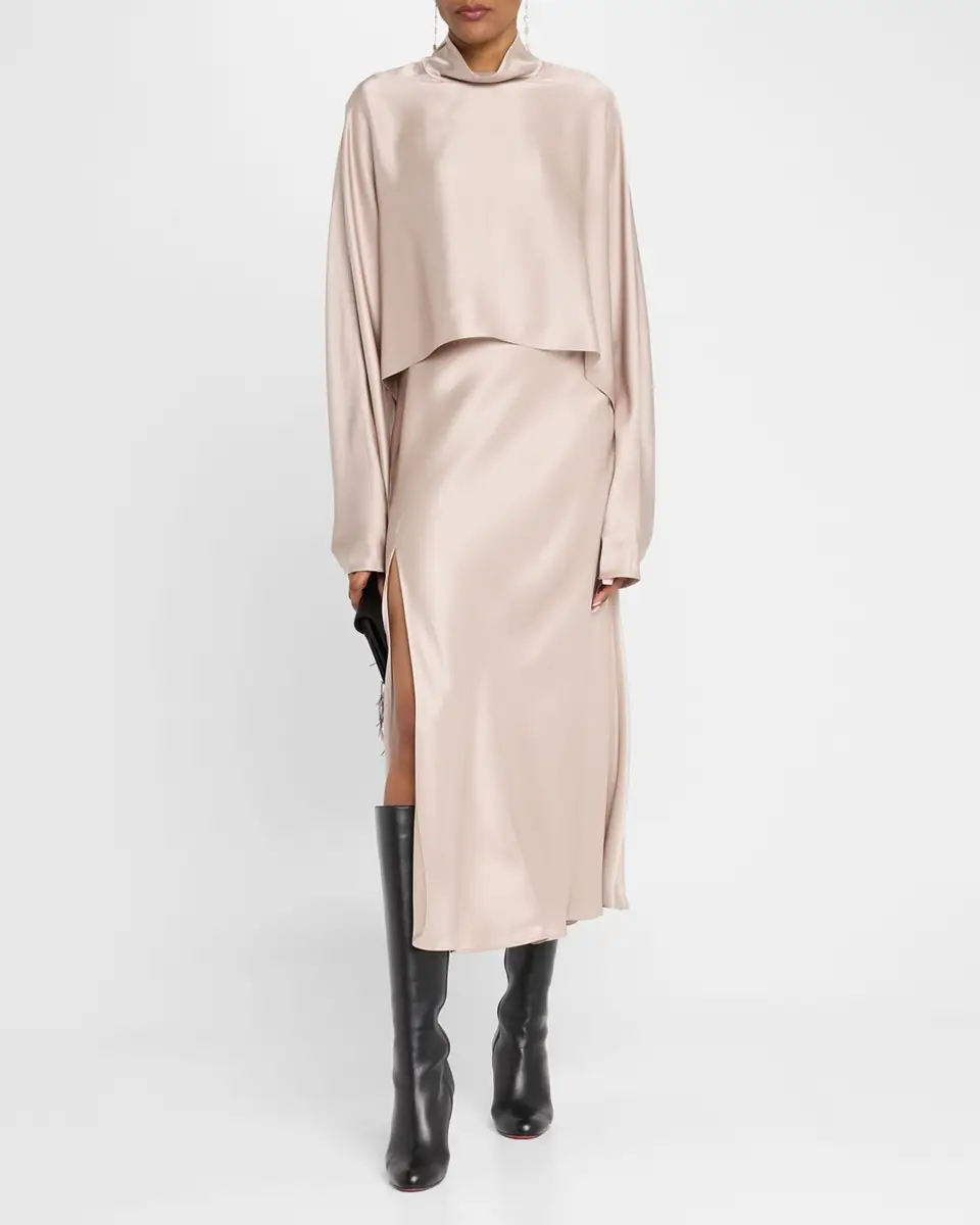 LAPOINTE Satin Bias Slit Midi Skirt | Thumbnail 5