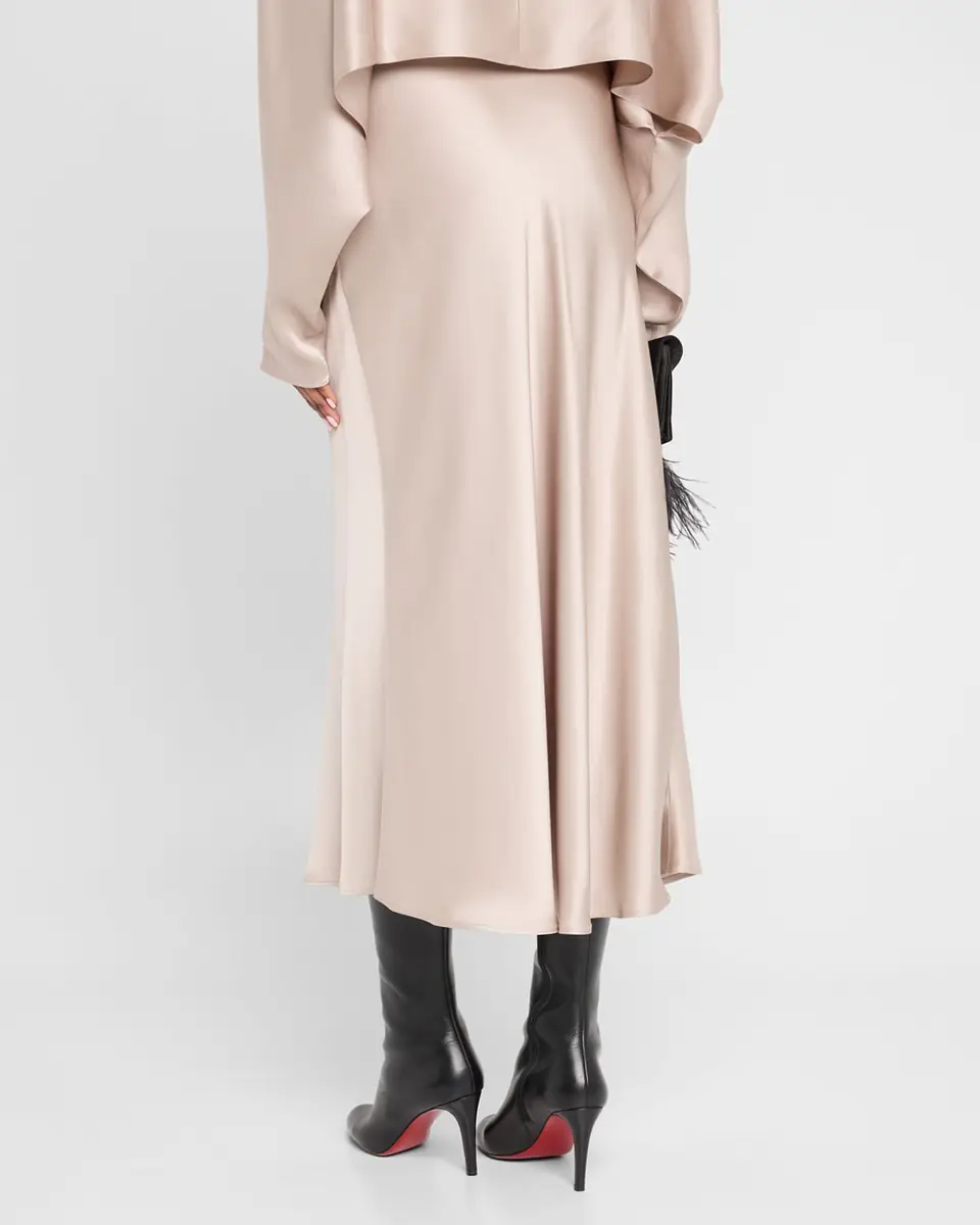LAPOINTE Satin Bias Slit Midi Skirt | Thumbnail 6