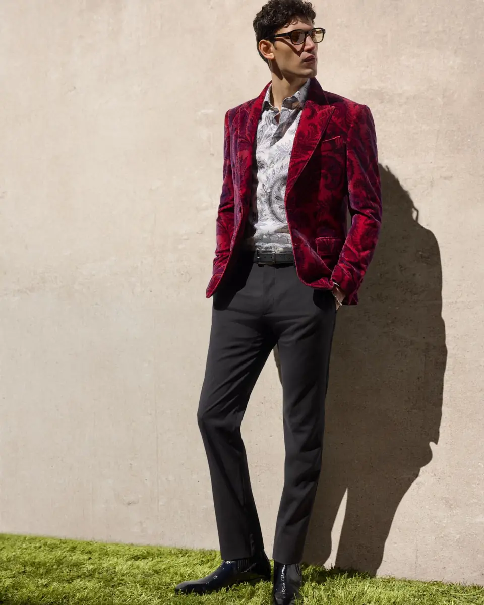 Etro Men's Slim Flat-Front Evening Pants | Thumbnail 4 Etro Men's Slim Flat-Front Evening Pants | Thumbnail 4