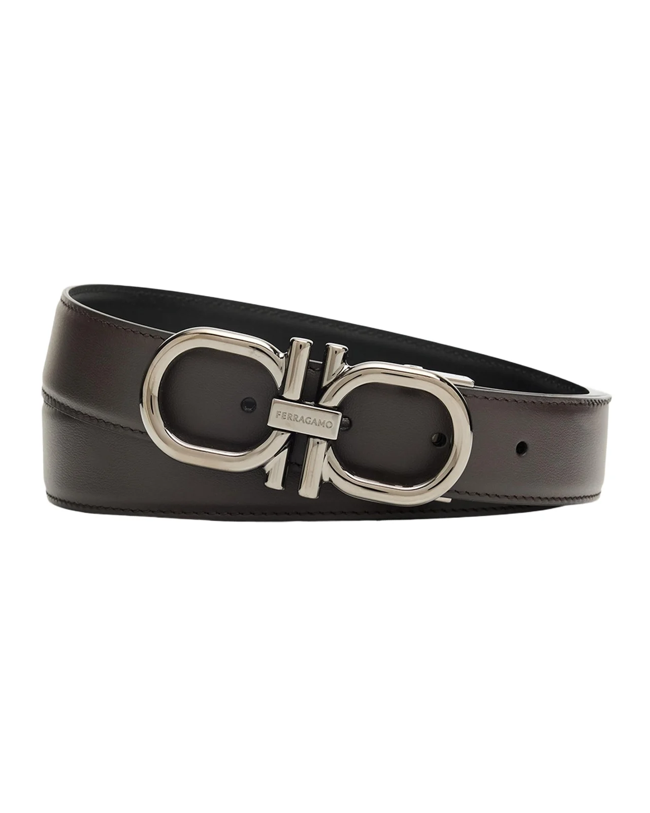 Men's Double Gancini Reversible Leather Belt Men's Double Gancini Reversible Leather Belt
