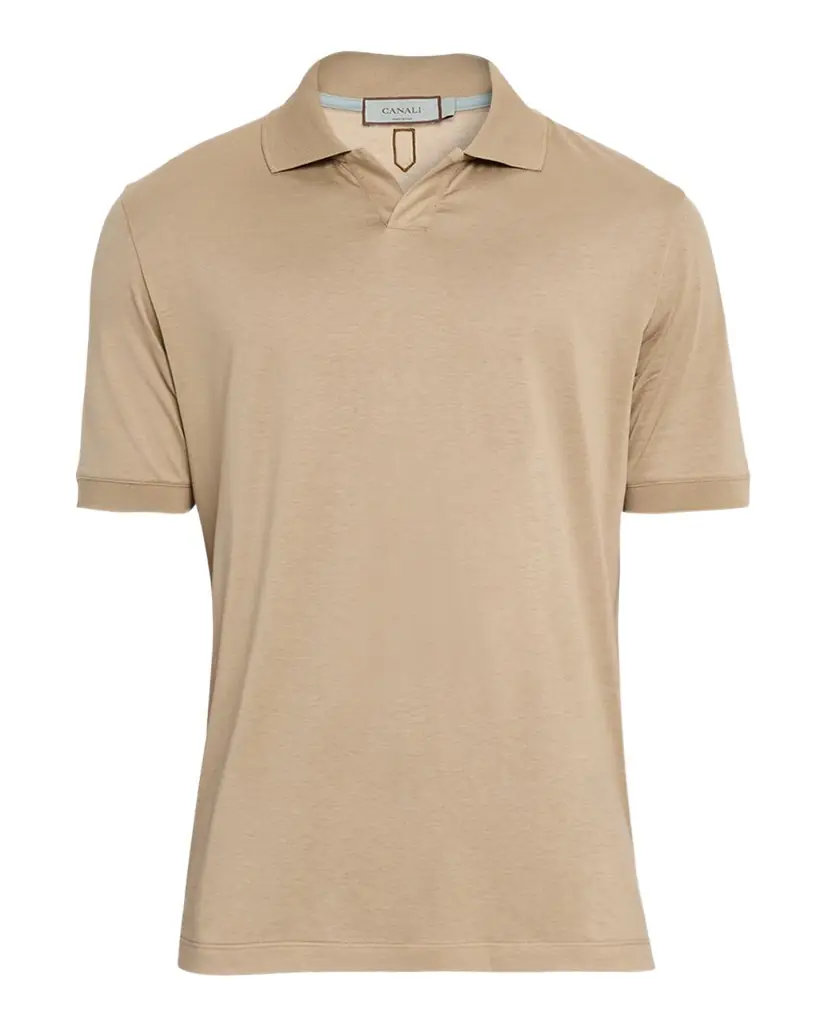 Canali Men 's Cotton Johnny Collar Polo Shirt | Image 1 Canali Men 's Cotton Johnny Collar Polo Shirt | Image 1