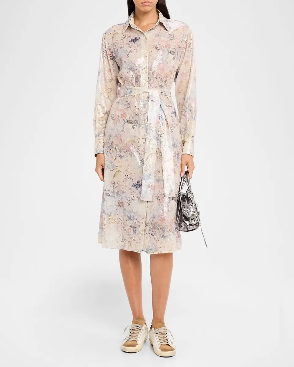 Golden Goose Journey Sequined Floral Midi Shirtdress | Thumbnail 2 Golden Goose Journey Sequined Floral Midi Shirtdress | Thumbnail 2