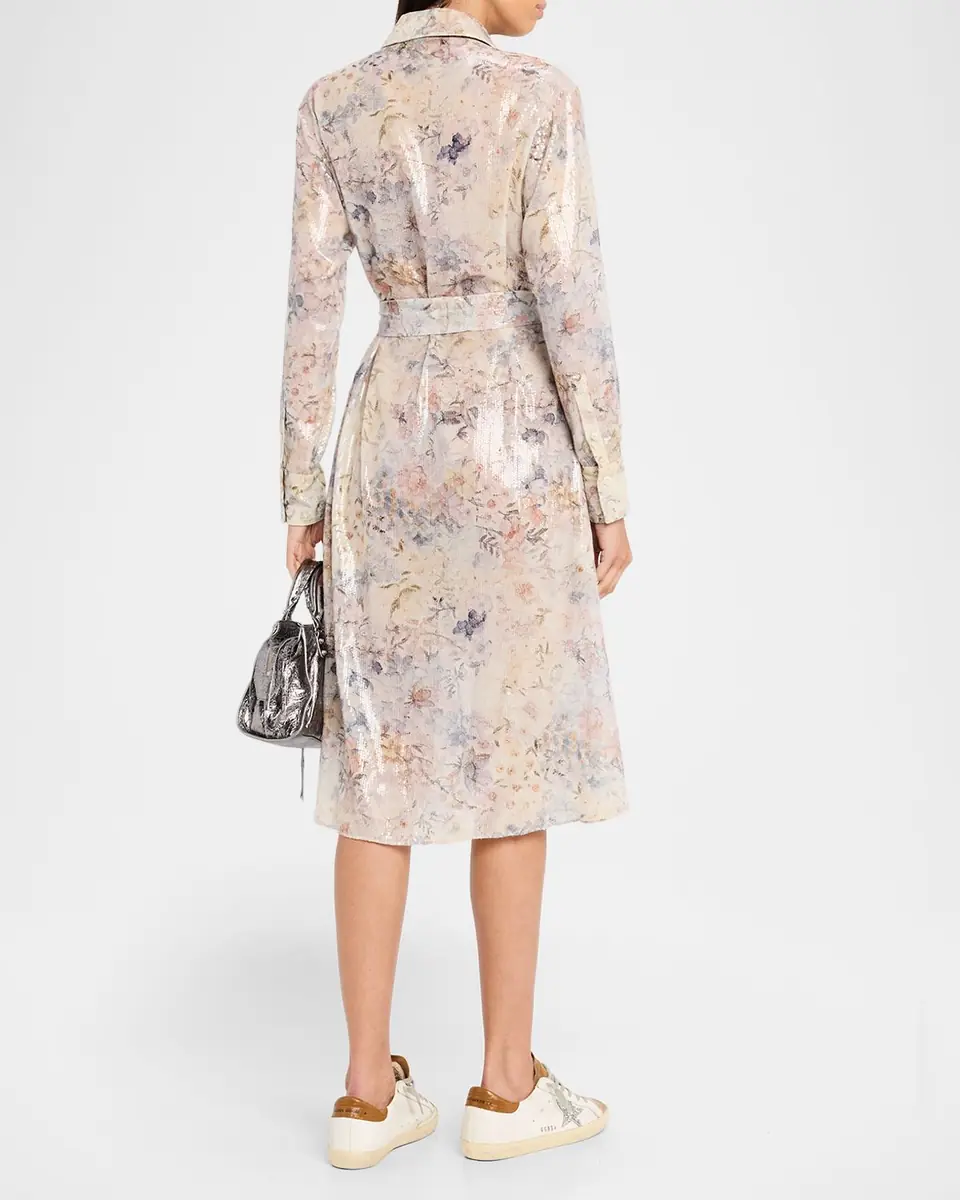 Golden Goose Journey Sequined Floral Midi Shirtdress | Thumbnail 3 Golden Goose Journey Sequined Floral Midi Shirtdress | Thumbnail 3